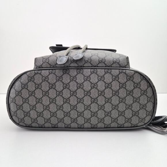 Gucci Ophidia Large Double Buckle Gray GG Canvas Backpack New main image 6
